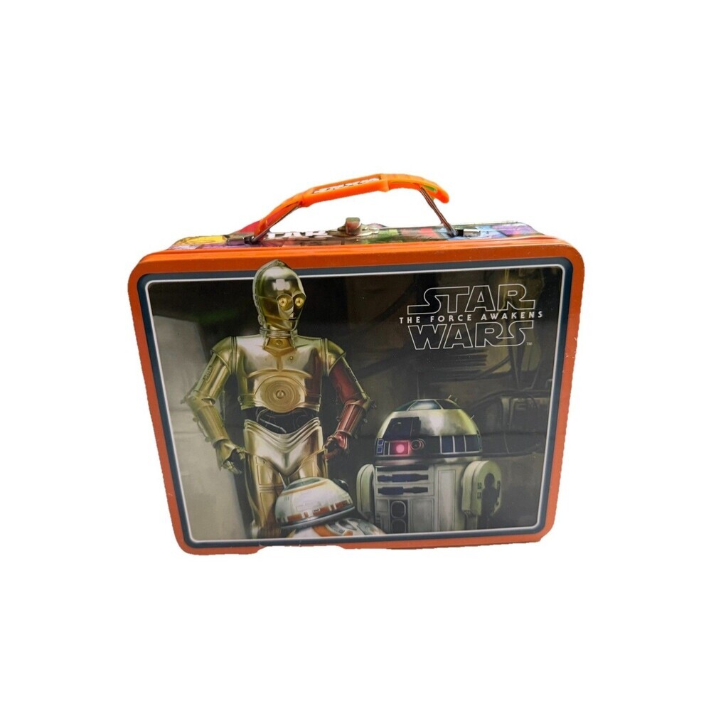 Star Wars The Force Awakens R2-D2 C3PO Tin Lunch Metal Box Case